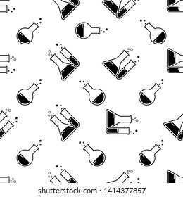 Laboratory Glass Beaker Icon Seamless Pattern Vector Art Illustration