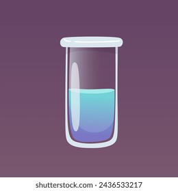 Laborglas Becher Vektor-Illustration. In: Lab Chemistry Test. Kolben mit flüssigem Reagenz. Cartoon 3D Glasgeschirr Röhre. Medizinische und chemische Geräte. Wissenschaftliches Experiment und Forschung.