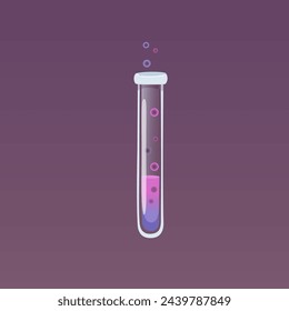 Laboratory glass beaker vector illustration. Lab chemistry test. Flask with liquid reagent. Cartoon 3D glassware tube. Medical and chemical equipment. Scientific experiment and research.