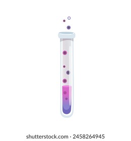 Laboratory glass beaker vector illustration. Lab chemistry test. Flask with liquid reagent. Cartoon 3D glassware tube. Medical and chemical equipment. Scientific experiment and research.