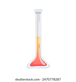 Laboratory glass beaker vector illustration. Lab chemistry test. Flask with liquid reagent. Cartoon 3D glassware tube. Medical and chemical equipment. Scientific experiment and research.