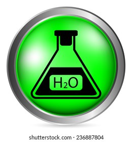 Laboratory glass button on white background. Vector illustration.