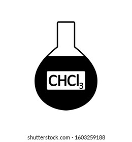 Laboratory glass with chloroform on white background. Vector illustration.