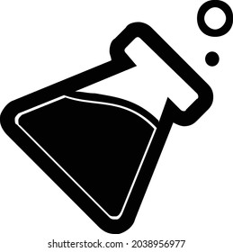 Vidrio de laboratorio, matraz experimental, tubo de ensayo. Icono de vector plano. Sencillo símbolo negro sobre fondo blanco. Vidrio de laboratorio, plantilla de diseño de signos de tubo de prueba para elementos de interfaz de usuario para web y móvil
