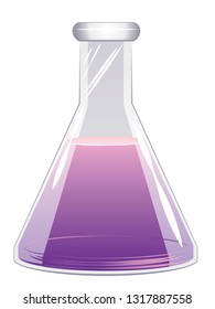Laboratory glass flask design with liquid illustration.