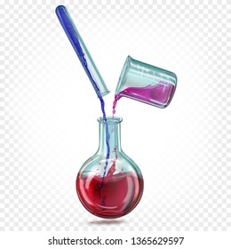Laboratory glass flask, test tube and сhemical beaker with a transparent iridescent colored liquid. Vector illustration. - Powered by Shutterstock - Get 15% off with code: PIKWIZARD15