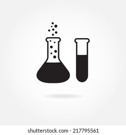 Laboratory glass: flask and test-tube. Vector icon or sign.