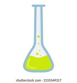 Laboratory glass flasks and test tubes. Chemical and biological experiments. Vector illustration in flat style on white background.
