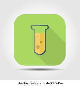 laboratory glass flat icon with long shadow, vector illustration