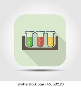 laboratory glass flat icon with long shadow, vector illustration 