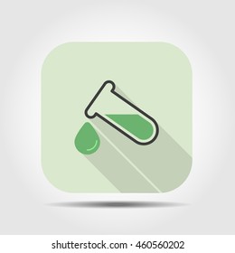 laboratory glass flat icon with long shadow, vector illustration 