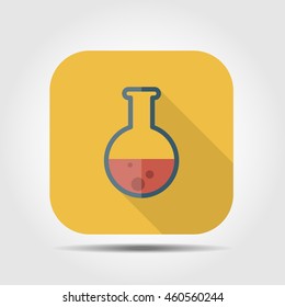 laboratory glass flat icon with long shadow, vector illustration 