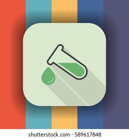 laboratory glass flat icon with long shadow, vector illustration 