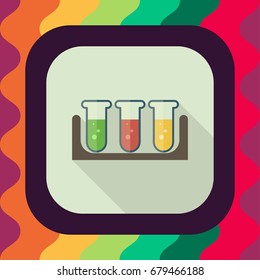 laboratory glass flat icon with long shadow, vector illustration 
