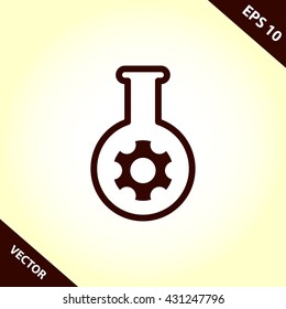 laboratory glass and gear icon. laboratory glass and gear vector illustration