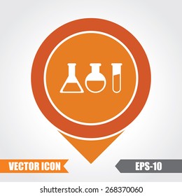  laboratory glass Icon On Map Pointer. Eps.-10.