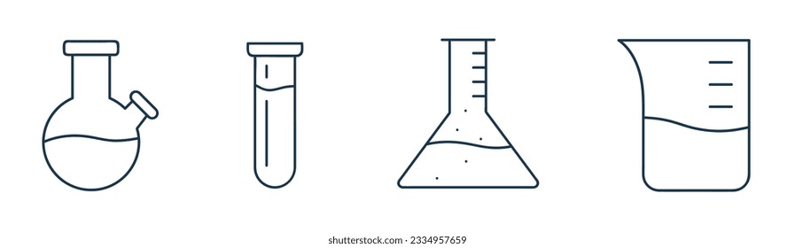 Laboratory glass icon vector. Science, test tube, comical  flask solid, and line illustration