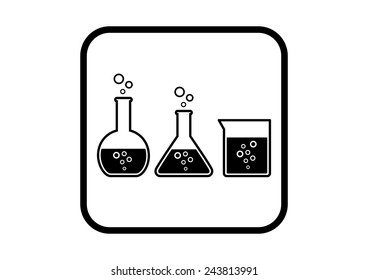 Laboratory glass icons on white background