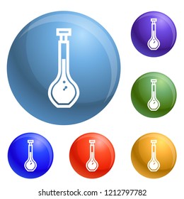 Laboratory glass icons set vector 6 color isolated on white background