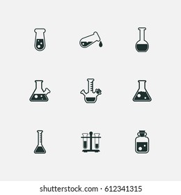 laboratory glass icons set vector