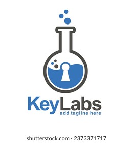 laboratory glass with keyhole, simple flat design. 
