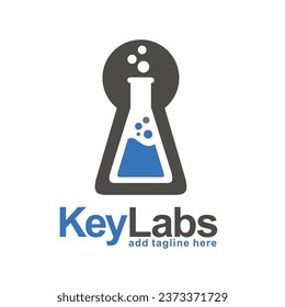 laboratory glass with keyhole, simple flat design. 