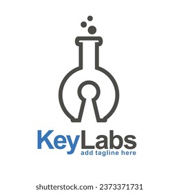 laboratory glass with keyhole, simple flat design. 