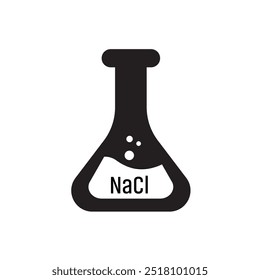 Vidro de laboratório com ícone NaCL	