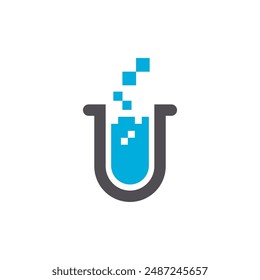Laboratory Glass Pixel vector logo design template