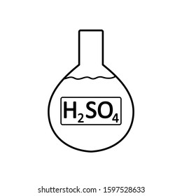 Laboratory glass with sulfuric acid on white background. Vector illustration.