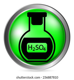 Laboratory glass with sulfuric asid button on white background. Vector illustration.