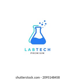 laboratory glass with tech abstract logo