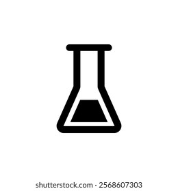 Laboratory Glass, Test Tube Solid Flat Vector Icon Isolated on White Background.