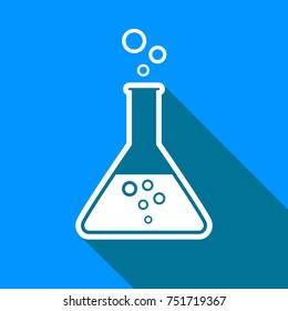 Laboratory glass vector icon on blue background