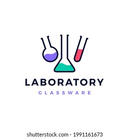 laboratory glass ware logo vector icon illustration
