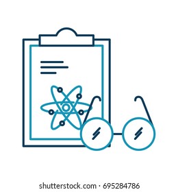 laboratory glasses with clipboard