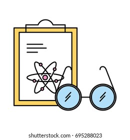 laboratory glasses with clipboard
