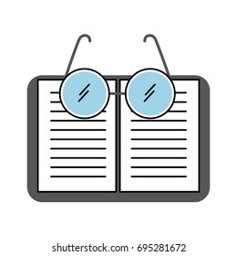 laboratory glasses with text book