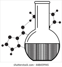 Laboratory glassware. Beaker isolated. Abstract laboratory  image. Vector illustration. 

