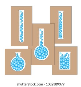 Laboratory glassware or beaker. Set of glass flasks, chemistry bottles and test tubes. Vector illustration EPS10