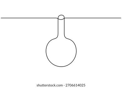 Laboratory glassware continuous one line drawing on white background minimalist scientific experiment outline vector illustration