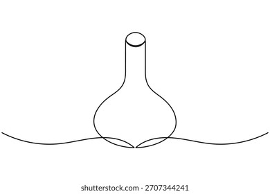 Laboratory glassware continuous one line drawing on white background minimalist scientific experiment outline vector illustration