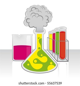 Laboratory glassware equipment in a science research lab