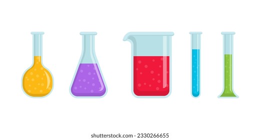 laboratory glassware equipment vector illustration in flat style design