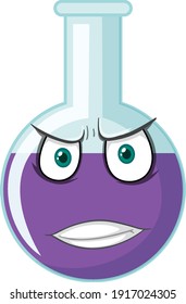 Laboratory glassware with face expression on white background illustration