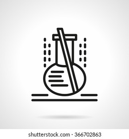 Laboratory glassware. Flask with mixing stick. Chemical and biology science. Black simple line style vector icon. Single web design element for mobile app or website.