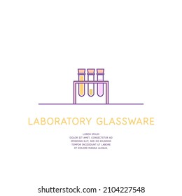 Laboratory glassware icon. Graphic image on a light background. Devices for science classes.