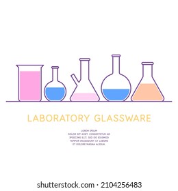 Laboratory glassware icon. Graphic image on a light background. Devices for science classes.