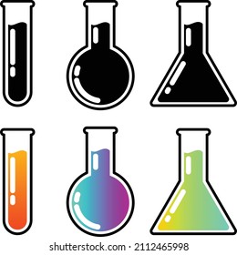 laboratory glassware icon set. Chemical liquid on a tube icon. tube test or flask icon for illustration element.