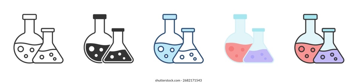 Laboratory Glassware Icon Set Multiple Style Collection